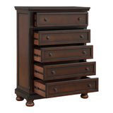 Cumberland Brown Cherry 5-Piece Bedroom Set (Queen Bed, Nightstand, Dresser, Mirror, Chest) from Homelegance - Luna Furniture