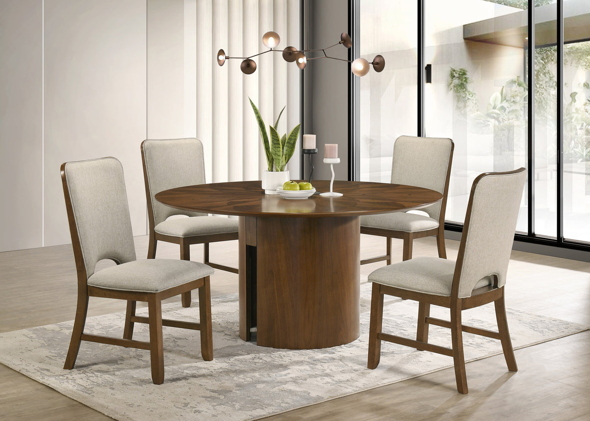 Shari Brown 5-Piece Round Dining Set from Crown Mark - Luna Furniture
