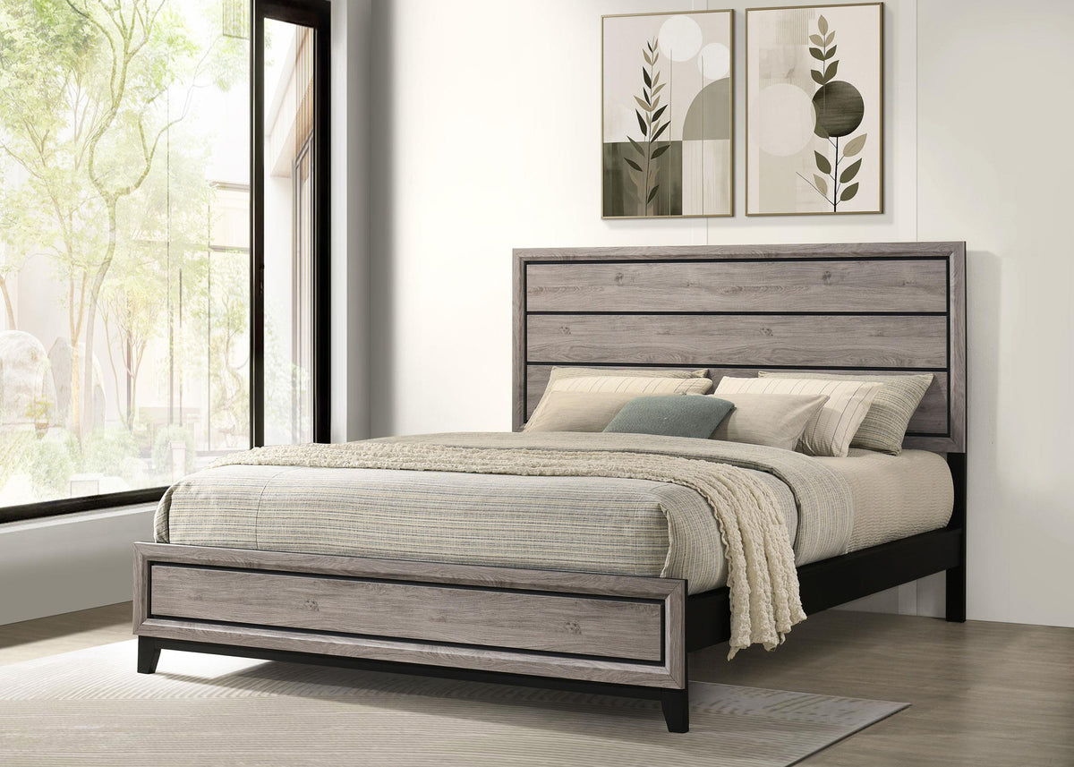 Valen Light Taupe California King Wood Panel Bed from Coaster - Luna Furniture