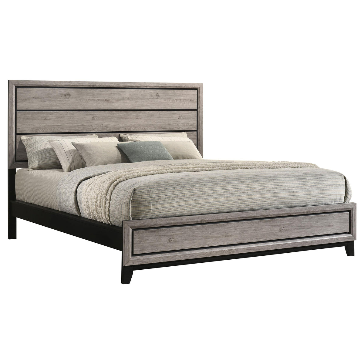 Valen Light Taupe California King Wood Panel Bed from Coaster - Luna Furniture