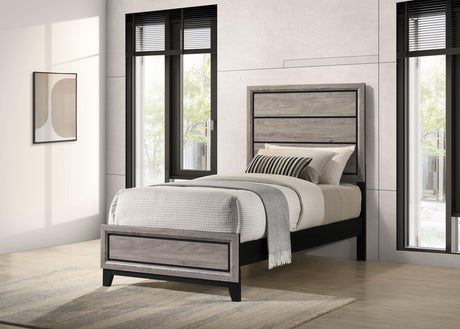 Watson Light Taupe Wood Twin Panel Bed from Coaster - Luna Furniture