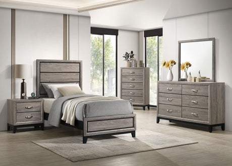 Watson Light Taupe Wood Twin Panel Bed from Coaster - Luna Furniture