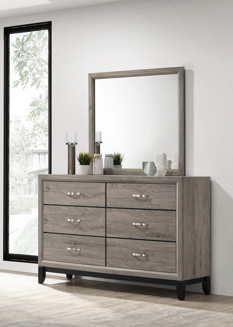 Watson Light Taupe 6-drawer Bedroom Dresser and Mirror from Coaster - Luna Furniture