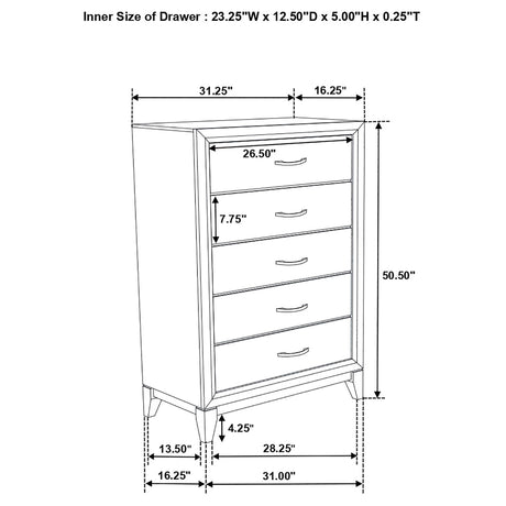 Watson Light Taupe 5-drawer Bedroom Chest of Drawers from Coaster - Luna Furniture