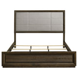 Atlas Dark Oak and Gray 63-inch Eastern King Upholstered Panel Bed from Coaster - Luna Furniture