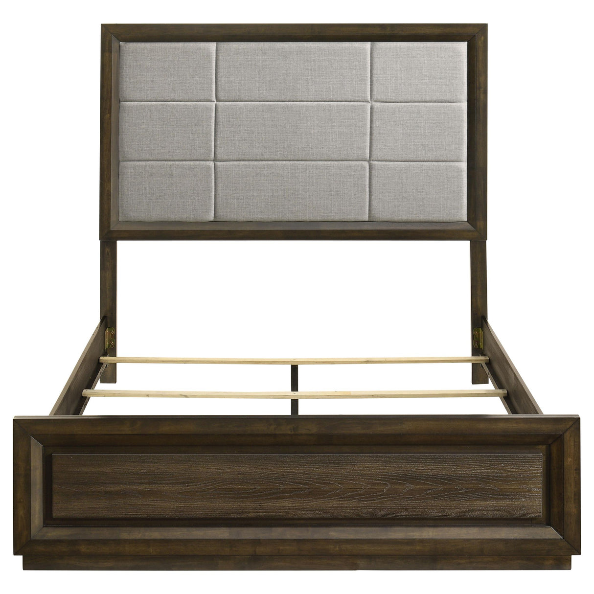 Atlas Dark Oak and Gray 63-inch Queen Upholstered Panel Bed from Coaster - Luna Furniture