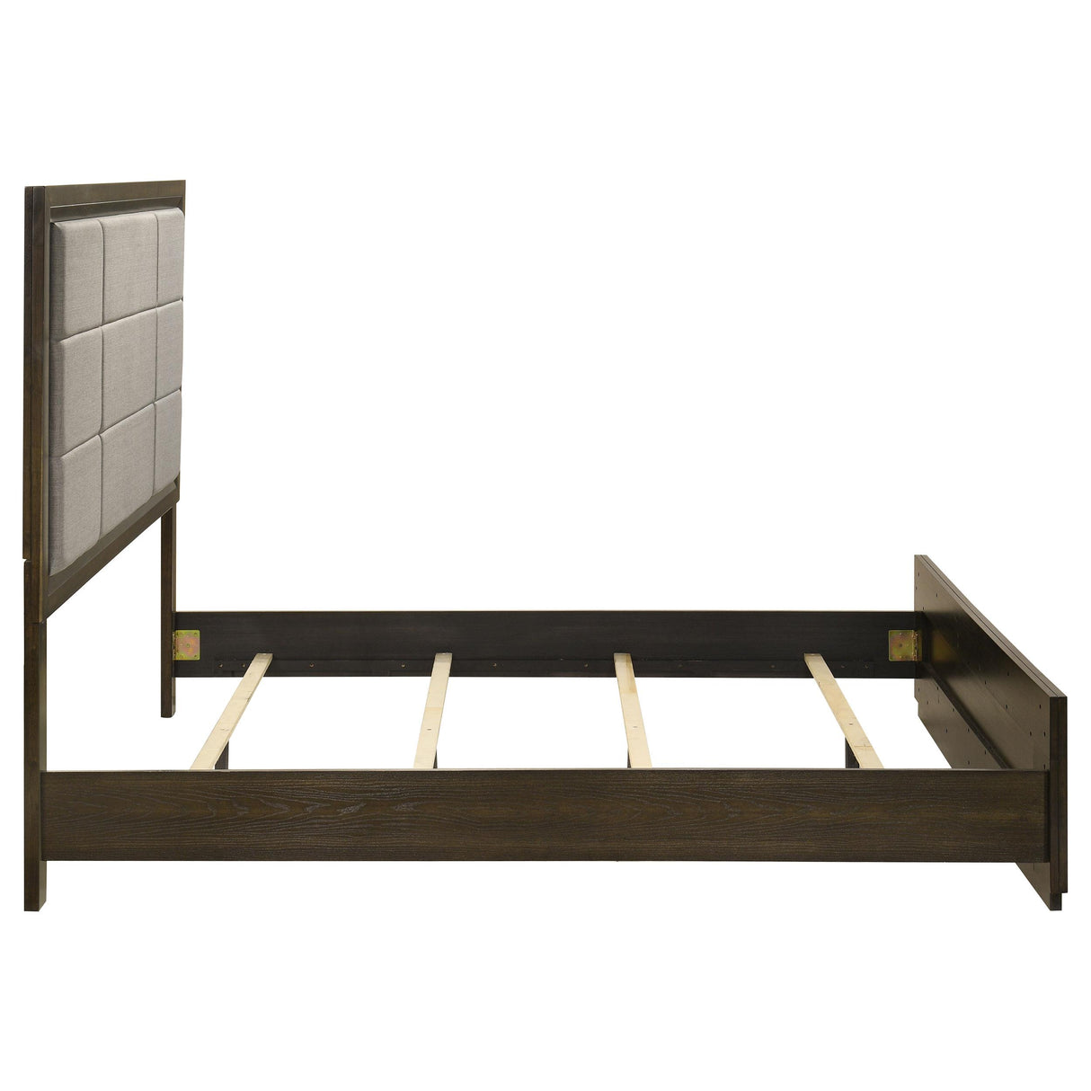 Atlas Dark Oak and Gray 63-inch Queen Upholstered Panel Bed from Coaster - Luna Furniture