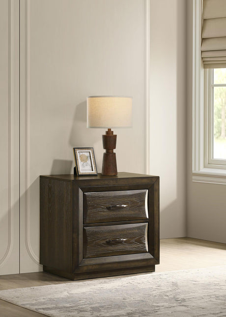Atlas Dark Oak 2-drawer Bedroom Nightstand Bedside Table from Coaster - Luna Furniture