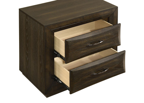 Atlas Dark Oak 2-drawer Bedroom Nightstand Bedside Table from Coaster - Luna Furniture