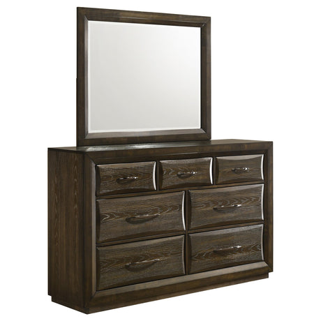 Atlas Dark Oak 7-drawer Bedroom Dresser and Mirror Set from Coaster - Luna Furniture