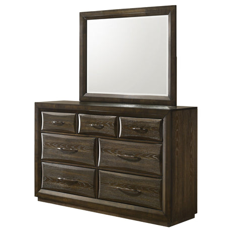 Atlas Dark Oak 7-drawer Bedroom Dresser and Mirror Set from Coaster - Luna Furniture