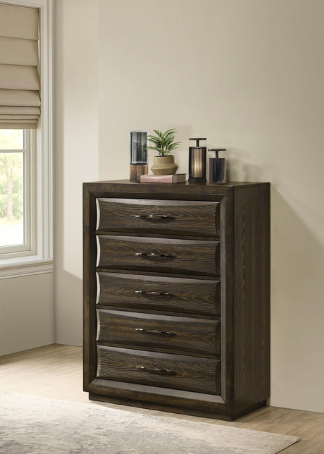 Atlas Dark Oak 5-drawer Bedroom Chest of Drawers from Coaster - Luna Furniture
