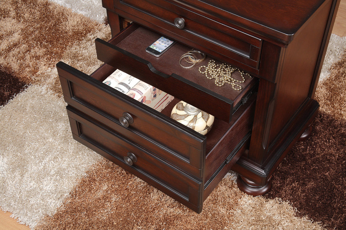 Cumberland Brown Cherry 5-Piece Bedroom Set (Queen Bed, Nightstand, Dresser, Mirror, Chest) from Homelegance - Luna Furniture