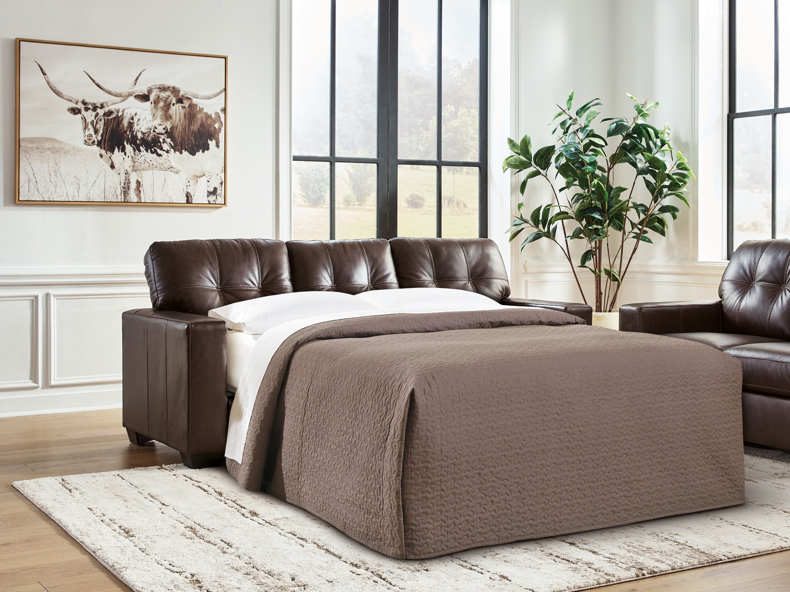 Ashley Santorine Dark Brown Queen Sofa Sleeper – Luna Furniture