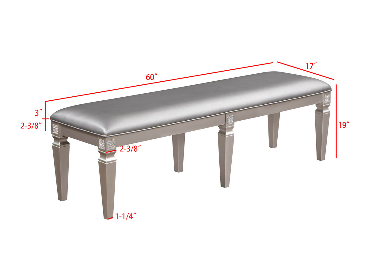 Klina Silver Champagne Dining Bench from Crown Mark - Luna Furniture
