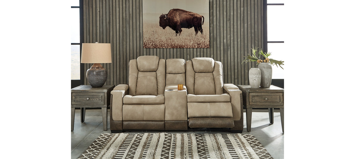 Next-Gen DuraPella Sand Power Reclining Loveseat with Console from Ashley - Luna Furniture