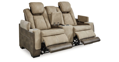 Next-Gen DuraPella Sand Power Reclining Loveseat with Console from Ashley - Luna Furniture