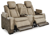 Next-Gen DuraPella Sand Power Reclining Loveseat with Console from Ashley - Luna Furniture