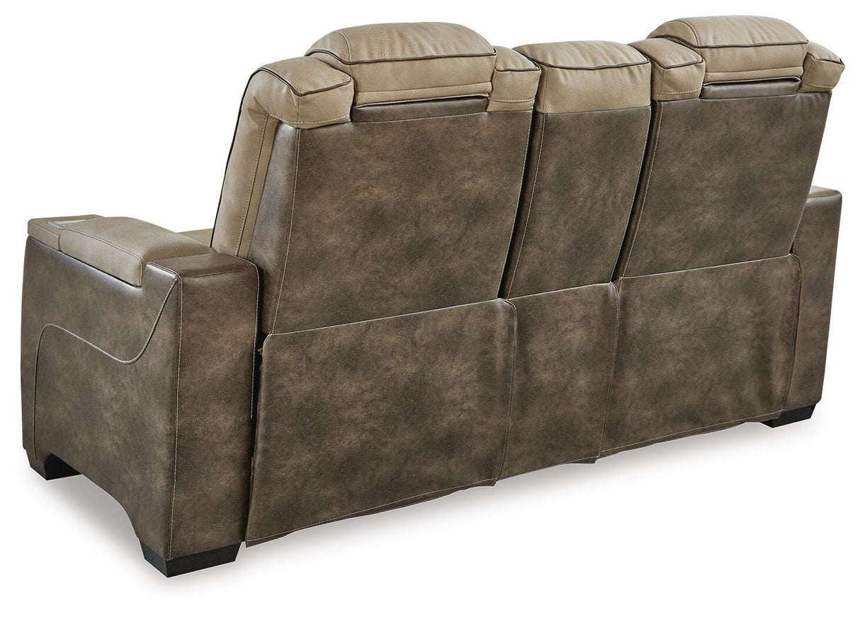 Next-Gen DuraPella Sand Power Reclining Loveseat with Console from Ashley - Luna Furniture
