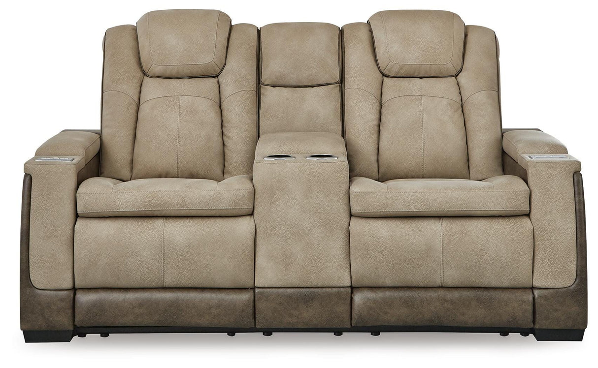 Next-Gen DuraPella Sand Power Reclining Loveseat with Console from Ashley - Luna Furniture