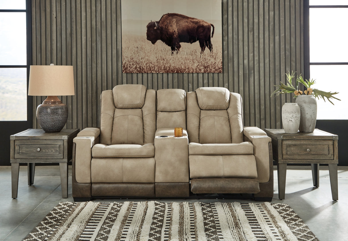 Next-Gen DuraPella Sand Power Reclining Loveseat with Console from Ashley - Luna Furniture