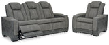 Next-Gen Durapella Slate Power Reclining Sofa and Power Recliner from Ashley - Luna Furniture