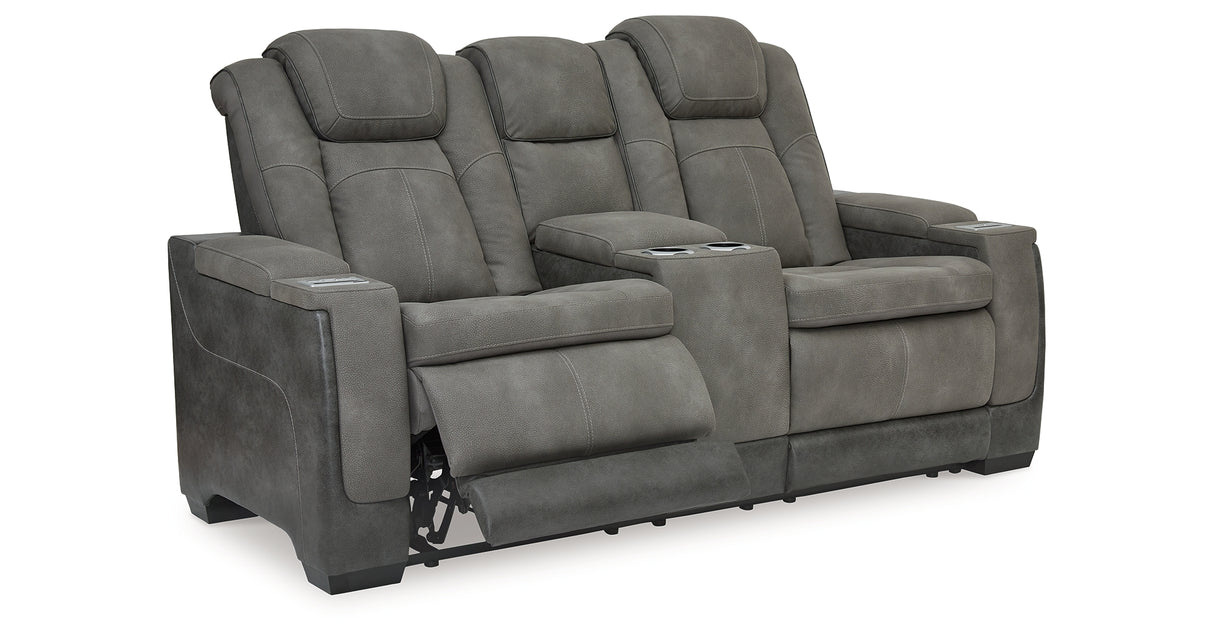 Next-Gen DuraPella Slate Power Reclining Loveseat with Console from Ashley - Luna Furniture