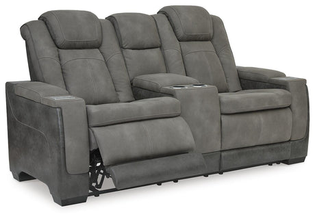 Next-Gen DuraPella Slate Power Reclining Loveseat with Console from Ashley Furniture - Luna Furniture