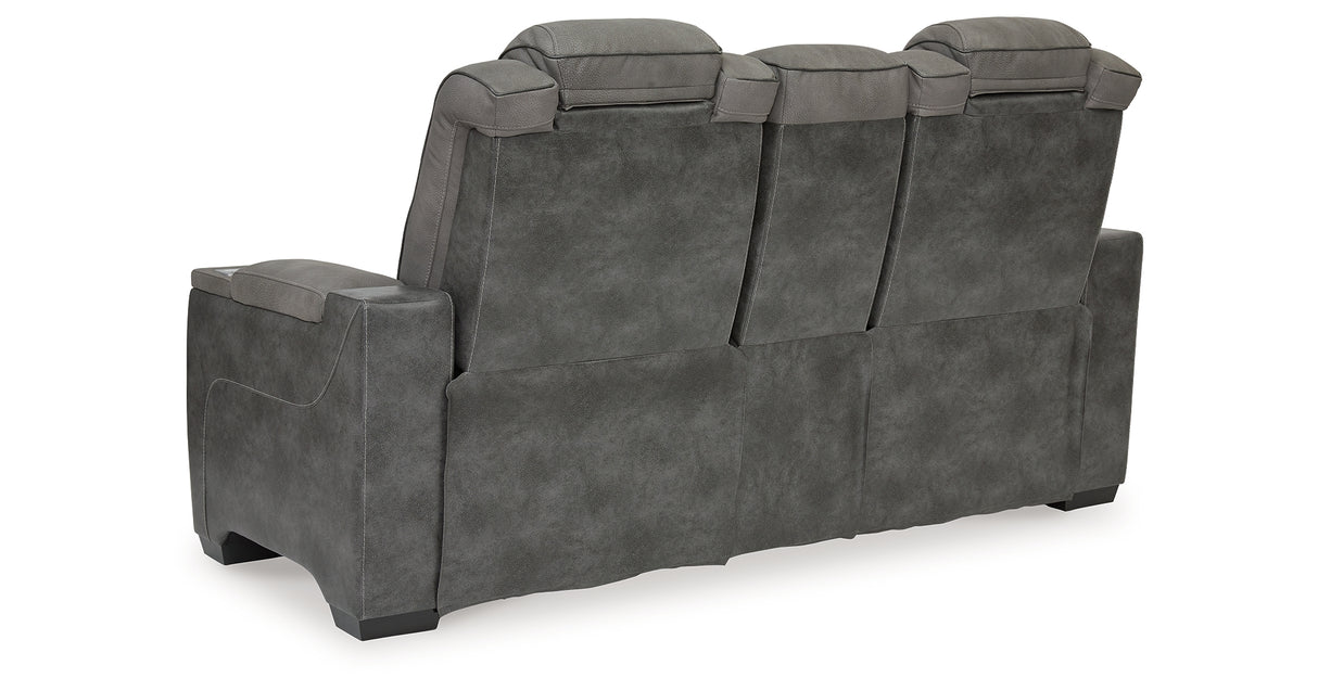 Next-Gen DuraPella Slate Power Reclining Loveseat with Console from Ashley - Luna Furniture