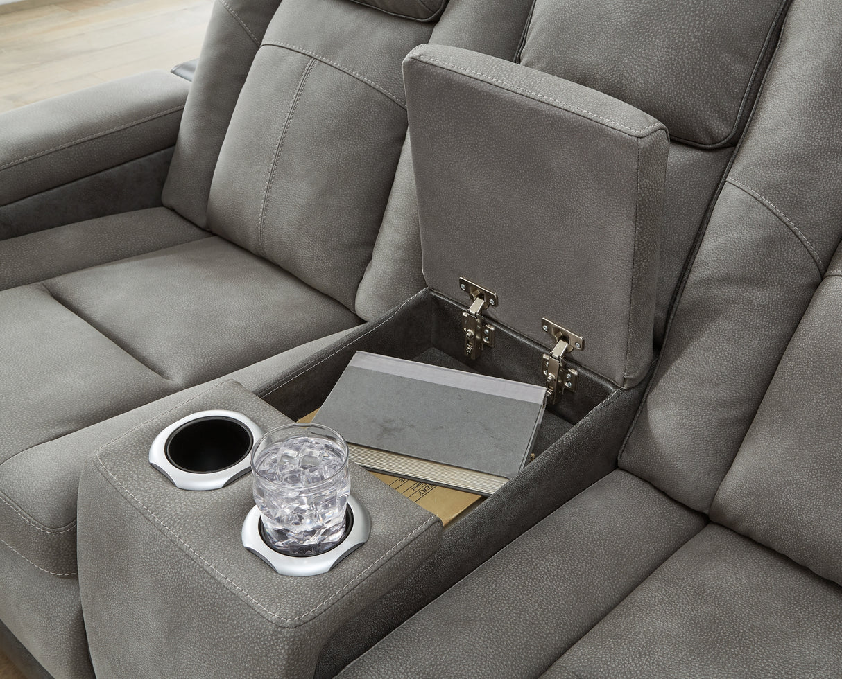 Next-Gen DuraPella Slate Power Reclining Loveseat with Console from Ashley - Luna Furniture