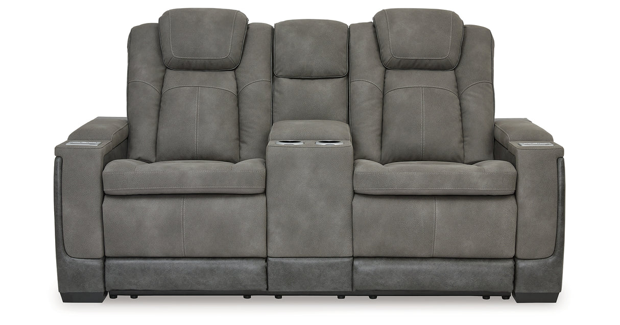 Next-Gen DuraPella Slate Power Reclining Loveseat with Console from Ashley - Luna Furniture