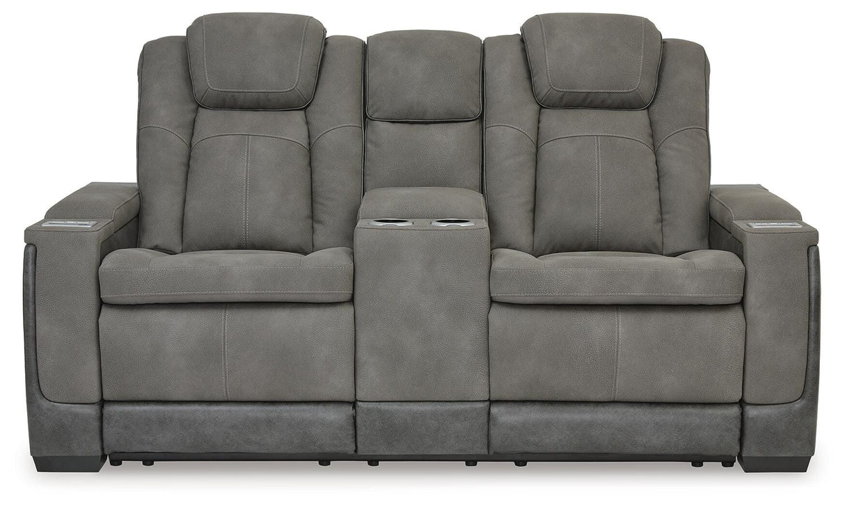 Next-Gen DuraPella Slate Power Reclining Loveseat with Console from Ashley Furniture - Luna Furniture