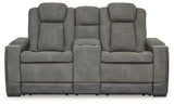 Next-Gen DuraPella Slate Power Reclining Loveseat with Console from Ashley Furniture - Luna Furniture
