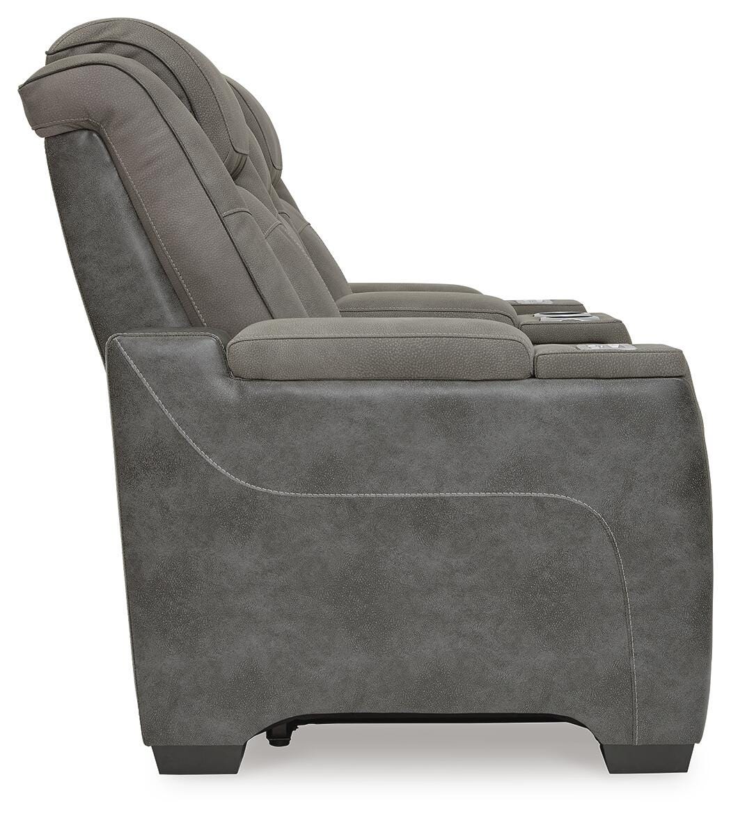 Next-Gen DuraPella Slate Power Reclining Loveseat with Console from Ashley Furniture - Luna Furniture