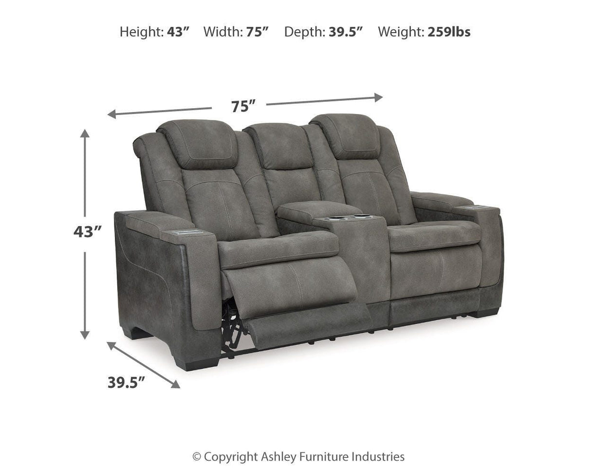 Next-Gen DuraPella Slate Power Reclining Loveseat with Console from Ashley - Luna Furniture