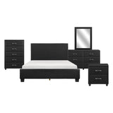 Lorenzi Black 4-Piece Bedroom Set (Queen Bed, Nightstand, Dresser, Mirror) from Homelegance - Luna Furniture