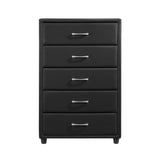 Lorenzi Black 4-Piece Bedroom Set (Queen Bed, Nightstand, Dresser, Mirror) from Homelegance - Luna Furniture