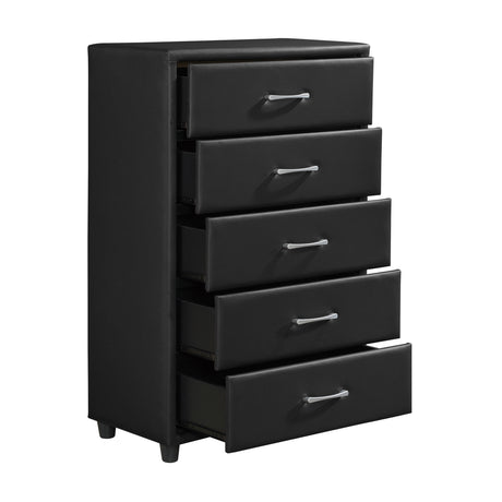 Lorenzi Black 4-Piece Bedroom Set (Queen Bed, Nightstand, Dresser, Mirror) from Homelegance - Luna Furniture