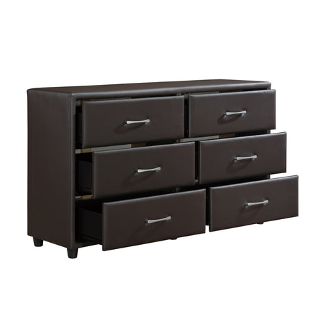 Lorenzi Dark Brown Queen Upholstered Platform Bed from Homelegance - Luna Furniture