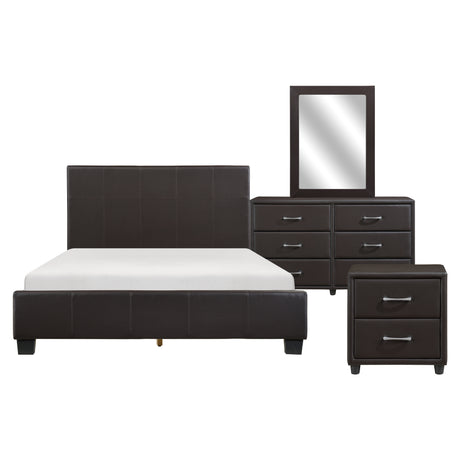 Lorenzi Dark Brown Queen Upholstered Platform Bed from Homelegance - Luna Furniture