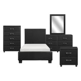 Lorenzi Black 4-Piece Youth Bedroom Set (Twin Bed, Nightstand, Dresser, Mirror) from Homelegance - Luna Furniture