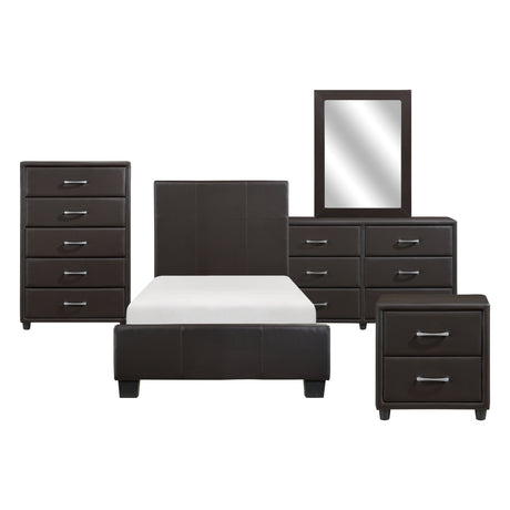 Lorenzi Dark Brown 4-Piece Youth Bedroom Set (Twin Bed, Nightstand, Dresser, Mirror) from Homelegance - Luna Furniture
