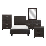 Lorenzi Dark Brown 5-Piece Youth Bedroom Set (Twin Bed, Nightstand, Dresser, Mirror, Chest) from Homelegance - Luna Furniture