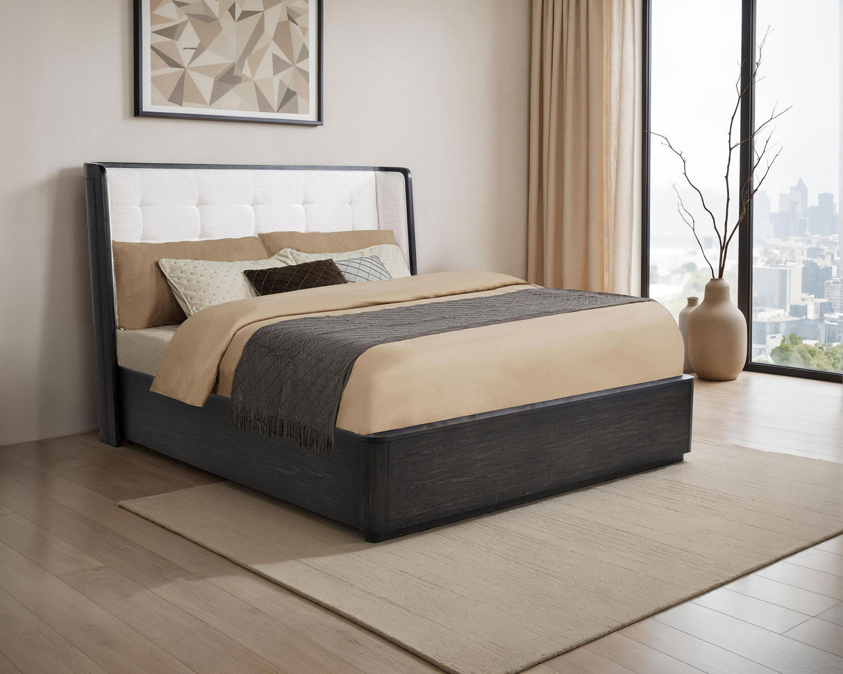 Leandro Burnished Black 55-inch California King Wingback Bed from Coaster - Luna Furniture
