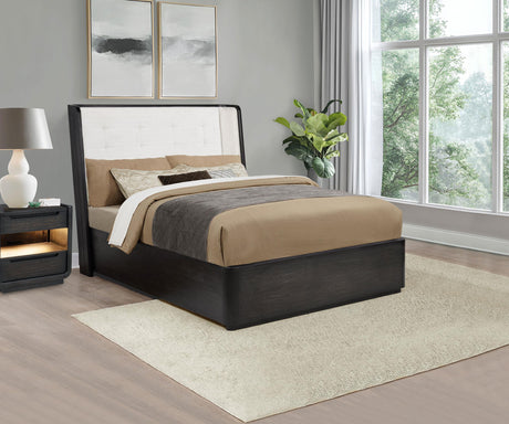 Leandro Burnished Black 55-inch Queen Wingback Bed from Coaster - Luna Furniture