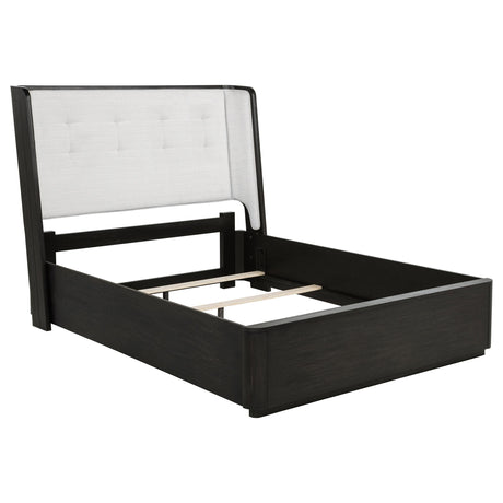 Leandro Burnished Black 55-inch Queen Wingback Bed from Coaster - Luna Furniture