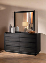 Leandro Burnished Black 8-Drawer Bedroom Dresser with Mirror from Coaster - Luna Furniture