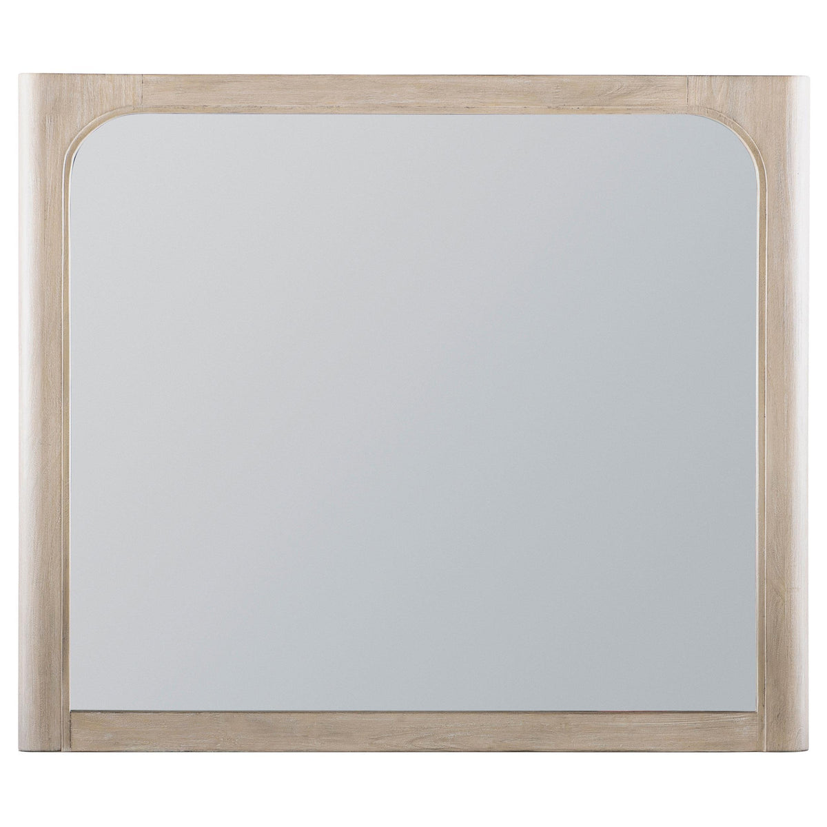 Solano Weathered mirror, rounded rectangular wood frame, light finish