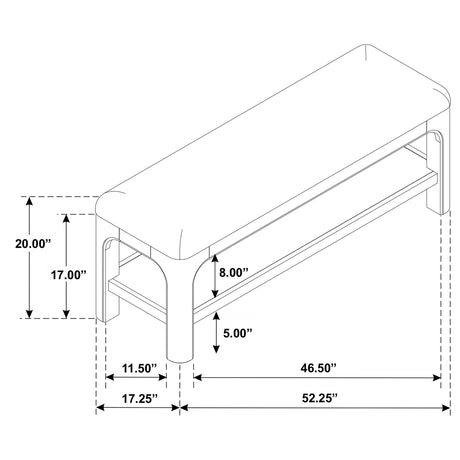 Solano Weathered Mango 49-inch Bedroom Bed End Bench from Coaster - Luna Furniture