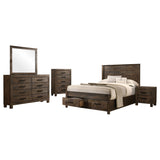 Woodmont Rustic Golden Brown 5-Piece Eastern King Platform Bedroom Set from Coaster - Luna Furniture